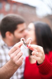 candy heart engagement photo